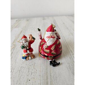 Jointed porcelain Santa Bell ornament Xmas tree set bigger jolly
